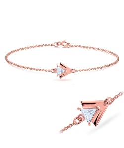 Rose Gold Plated CZ Triangle Silver Bracelet BRS-429-RO-GP